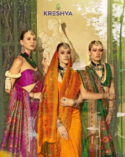 KRESHVA KASHMIR VOL-01 405 TO 412 DESIGNER BANARASI SILK SAREE WHOLESALER IN INDIA